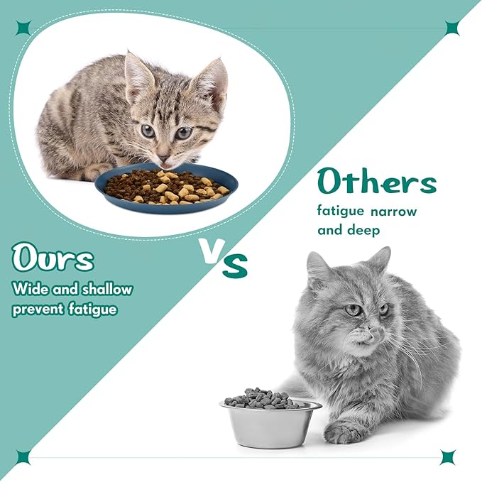 Gerrii 24 Pieces Fatigue Relief Cat Bowl 6 Inch Shallow Cat Food Dish Stray Wet Feeding Bowls Wide and Small Pet Plates for Ferrets Feral Short Legged Kitten Shelter(Elegant Color,Convention)