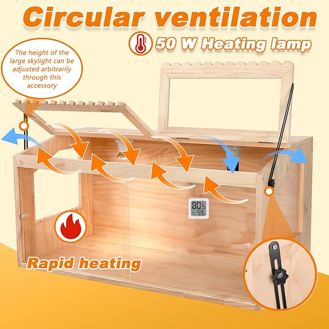 Chicken Brooder Box, Brooder Box for Chicks & Quail, Large Chicken Coop Quail Cage with Heat Lamp, Ideal for Chicks, Ducks, Quails, Hamsters and Lizards (31.5 x 16 x 16 in)