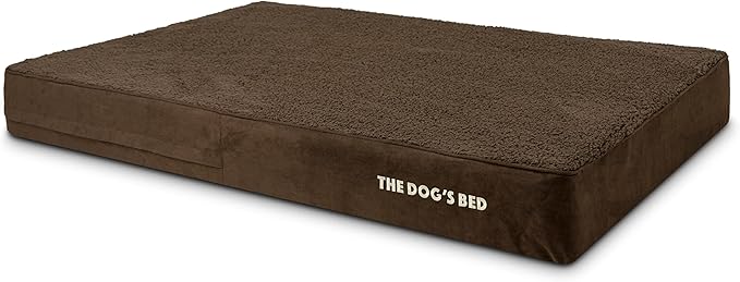The Dog’s Bed Orthopedic Memory Foam Dog Bed for XXL Dogs, Waterproof Washable Cover, Anti-Slip Base, Calming Surface – CertiPUR-Certified Foam, Brown Plush, 6 Inch Thick