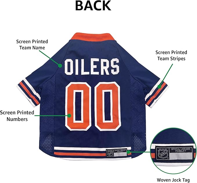 Pets First NHL Hockey Edmonton Oilers Mesh Jersey for Dogs & Cats, Size X-Small, Licensed Dog Jersey with Your Favorite Hockey Team