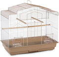 Prevue Pet Products Barn Style Bird Cage - Ideal for Parakeets, Parrots, Lovebirds, Conures, Canaries, and Similarly Sized Birds, Wide Barn Style Design, Stand Alone Cage - Brown & White