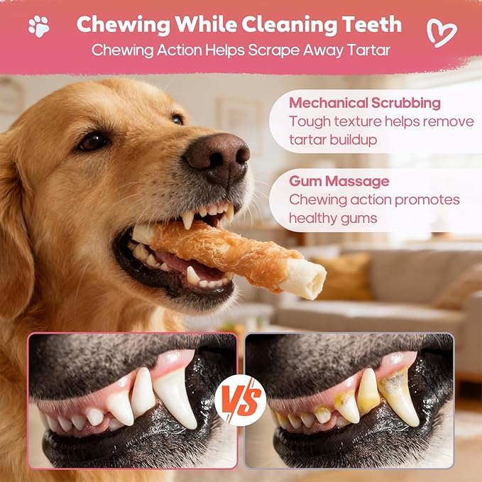 Dog Rawhide Chews Chicken Wrapped Rawhide Dog Treats Long-Lasting Chew Sticks for Teeth Cleaning High-Protein Training Rewards for Medium & Large Breeds Aggressive Chewers Snacks, 9.62 oz