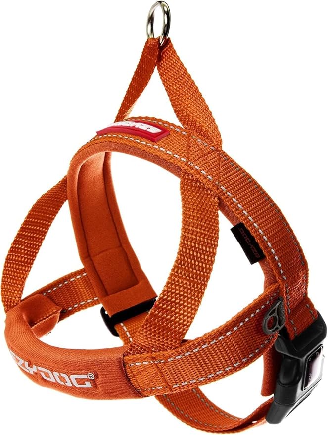 EzyDog Quick Fit Dog Harness – No Pull Harness for Training, Everyday Walking, and Easy Control - Adjustable Fit, Reflective, and Padded (Small, Orange)