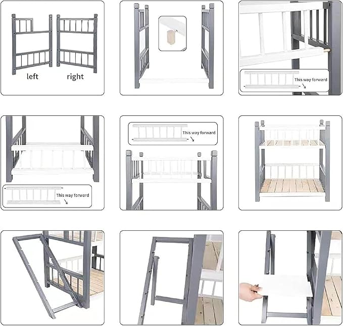 Dog Bunk Bed with Stairs Removable Double Layer Pet Bed and Memory Foam Cushion and Removeable Cover for Dogs Small for Small Medium Large Dogs Pet(22.0" L x 18.0" W x 24.0" Th, Gray)