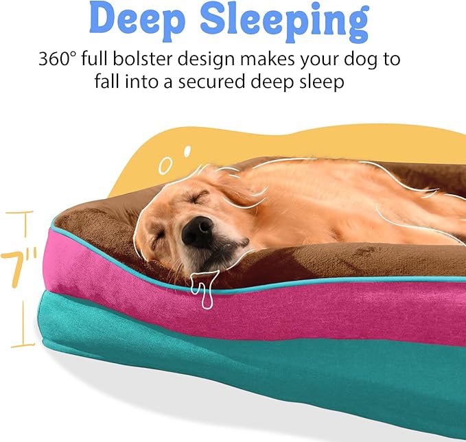 Chez Paw Extra Large Dog Bed Orthopedic - XL Orthopedic Dog Beds Waterproof Pet Couch Memory Foam Sofa Bolster with Removable Cover - 42 x 30