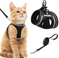 rabbitgoo Cat Harness and Leash Set for Walking Escape Proof, Adjustable Soft Kittens Vest with Reflective Strip for Cats, Comfortable Outdoor Vest, Black, M