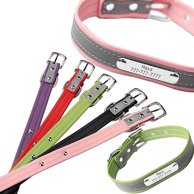 Personalized Reflective Cat Collars with Name Tag and Plated,Engraved Custom Cat Collar with Name and Phone,Kitten Collar with Safety Buckle Adjustable for Cats and Kitten(Brown)