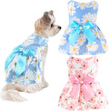 2 PCS Dog Dresses Small Dogs Clothes Outfit for Pets Puppy Dresses Floral Summer Cute Female Cat Dress(Small)