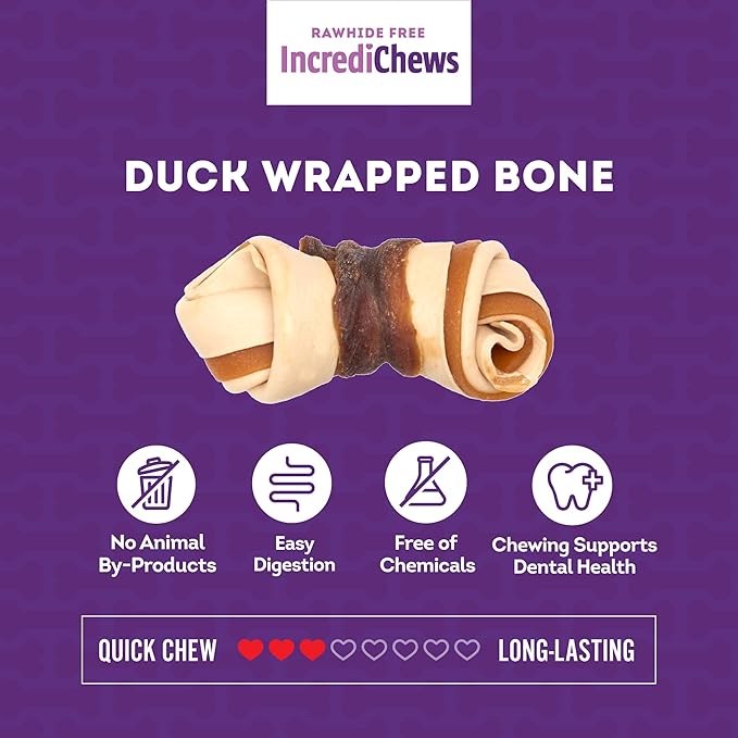 IncrediChews Bone w/Duck Meat Wrap Dog Chew Treats - 6 Count/2 Pack