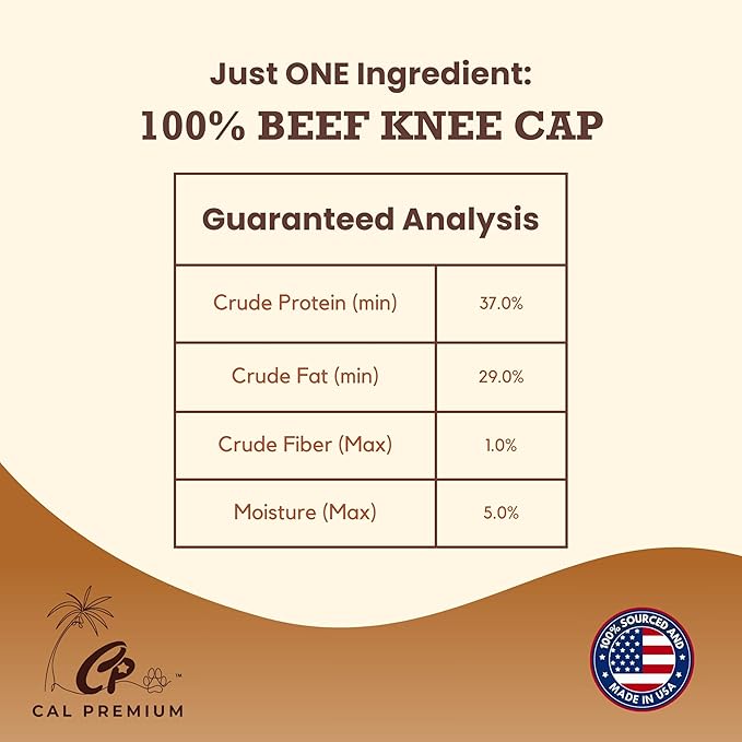 Jumbo Kneecap 2 Pack – Natural Single Ingredient Dog Chews – 4.5 Inch Long Lasting Treat – Slow Roasted for Flavor – Sourced & Made in USA – for Moderate to Aggressive Chewers
