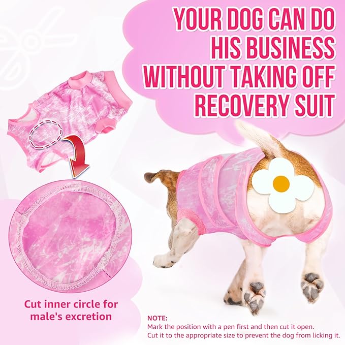 SlowTon Dog Surgery Recovery Suit - Zipper On Dog Onesies After Surgery for Female Male Dogs, Abdominal Wounds Bandages Cone/E-Collar Alternative Dogs Surgical Body Suit Anti-Licking (Pink, XL)