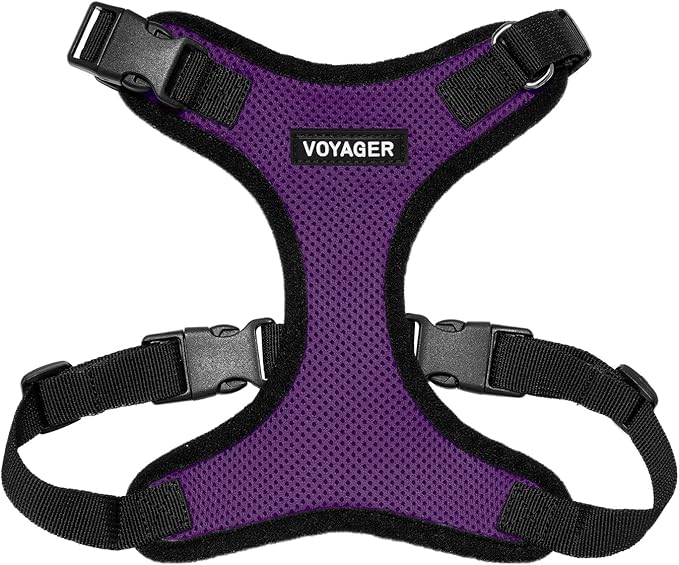 Voyager Step-in Pet Harness - All Weather Mesh, Adjustable Step in Harness for Cats and Dogs by Best Pet Supplies - Purple/Black Trim, M