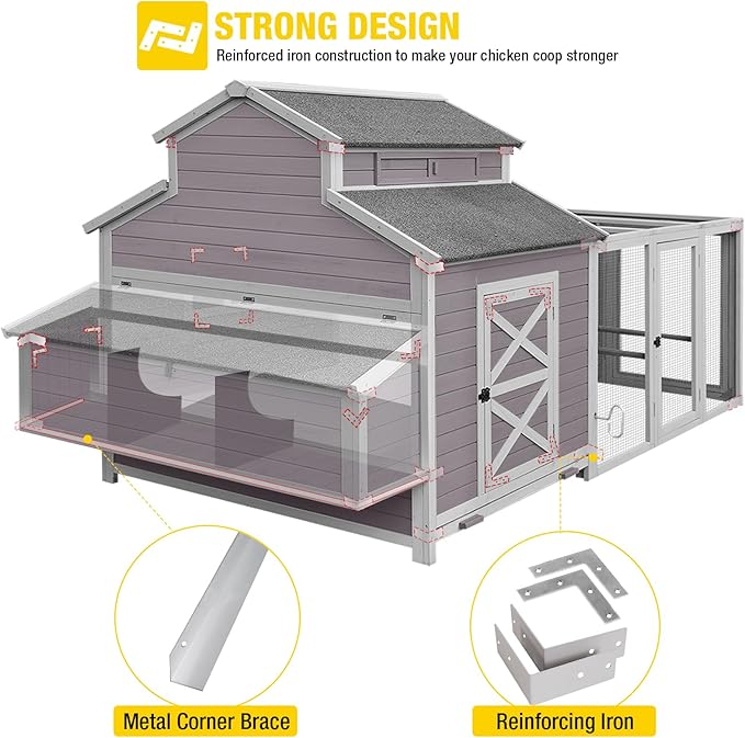 35.3ft² Large Chicken Coop with Run, Wooden Poultry Cage with Pull Out Trays & Nesting Box, Outdoor Rabbit Hutch Duck House for Backyard Garden