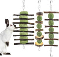 ERKOON Bunny Chew Toys, Rabbit Chew Toys for Teeth Grinding, Improve Dental Health, 100% Natural Apple Wood Timothy Grass Cake Treats for Rabbits Guinea Pigs Chinchillas Bunnies Hamsters (3 Pcs)