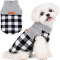 DaFuEn Dog Sweater, Dog Fleece Vest Winter Coat for Boy Girl, Pet Clothes Pullover, Soft Stretchy Puppy Sweater, Yorkie Teacup Chihuahua Jacket (Grey Plaid, M)