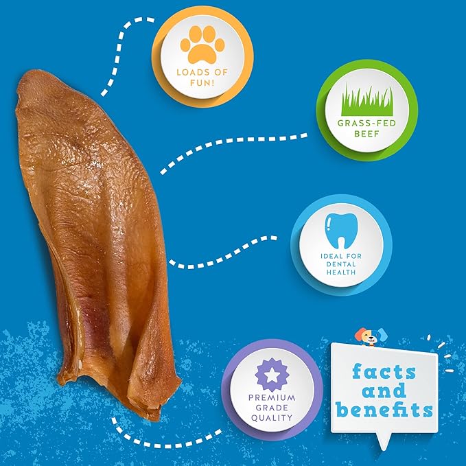 Jack&Pup Half Pig Ears for Dogs, All Natural Single Ingredient Pigs Ears Halves - Premium Dog Ear Treat - Dog Chew Treats for Large and Small Breeds (30 Pack)