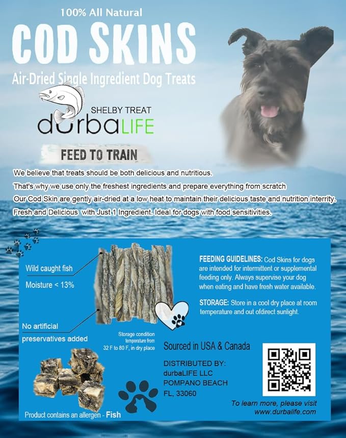 Air-Dried Cod Fish Skin Crunchy Dog Treats - Natural, High-Protein, Low-fat Snacks for Dogs with Allergies & Great Training Reward, Promote Dental Health (3.1 oz (1-Pack), Braded Cod Fish Skin)