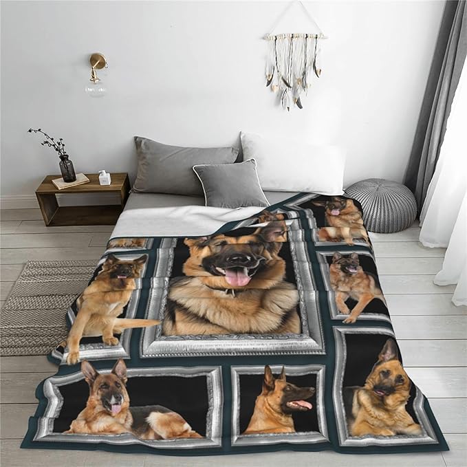 banonaty German Shepherd Blanket German Shepard Throw Blanket Cozy Fleece Flannel Bedding German Shepherd Gifts for Women Men Boys Girls Lovers Adult Stuff Plush for Couch Sofa Bed Decor 60"X80"