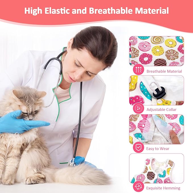 2 PCS Cat Recovery Suit Female Cat Onesie for Cats After Surgery Spay Abdominal Wounds, Kitten Surgery Recovery Suit Female Breathable E-Collar Alternative Kitten Onesie Anti Licking Medium