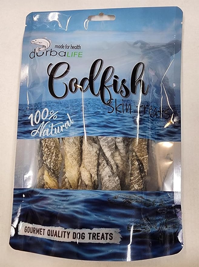 Air-Dried Fish Skin Treats for Dogs (3.1 oz (1-Pack), Twisted Cod Fish Skin)