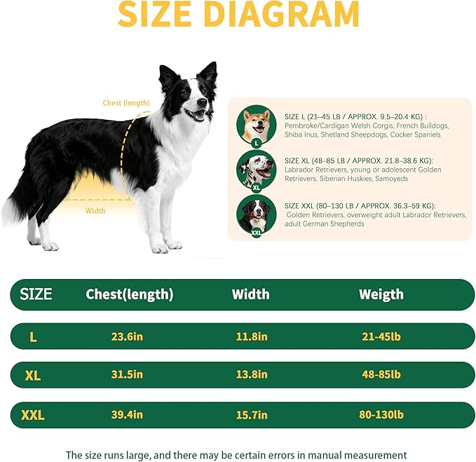 Dog Lift Harness, Dog Sling for Small Medium Dogs, Breathable Dog Support Harness for Senior Injured Disabled Dogs, ACL Surgery Arthritis Recovery Mobility Aid (XXL)