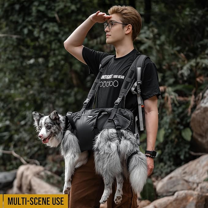 OneTigris Dog Backpack Carrie, Lift Harness with Handle for Large Dogs, Reinforced Padded Dog Sling for Joint Injuries, Arthritis, Ideal for Stairs, Elderly Dogs Fits 85-140 lbs