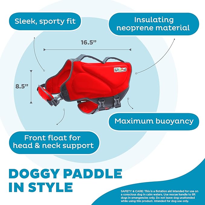 Outward Hound Dawson Swim Red Dog Life Jacket, XL