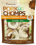 Pork Chomps Pressed Pork Skin Dog Chews, 2.5 Inch Rings, Real Chicken, 8 Count, Pack of 1 - Long-Lasting Treats for Dogs - High Protein, Rawhide-Free, Low Fat, Healthy & Delicious Chews