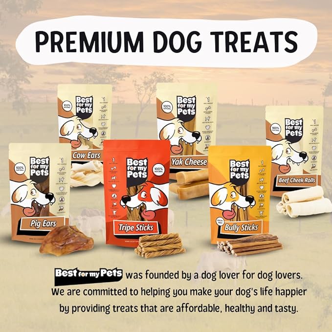 Best For My Pets 6‑Inch Odor‑Free Beef Bully Sticks, 8 oz Bag - Single‑Ingredient, Long‑Lasting Natural Dental Dog Chews, USA‑Inspected Rawhide Alternative