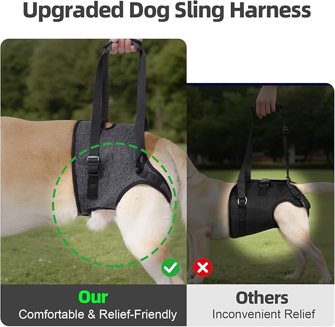 Dog Sling for Large Dogs Hind Leg Support, Adjustable Soft Padded Harness for Weak, Injured, or Disabled Back Legs, Helps Support Senior, Arthritic, and Mobility-Impaired Dogs (Medium)