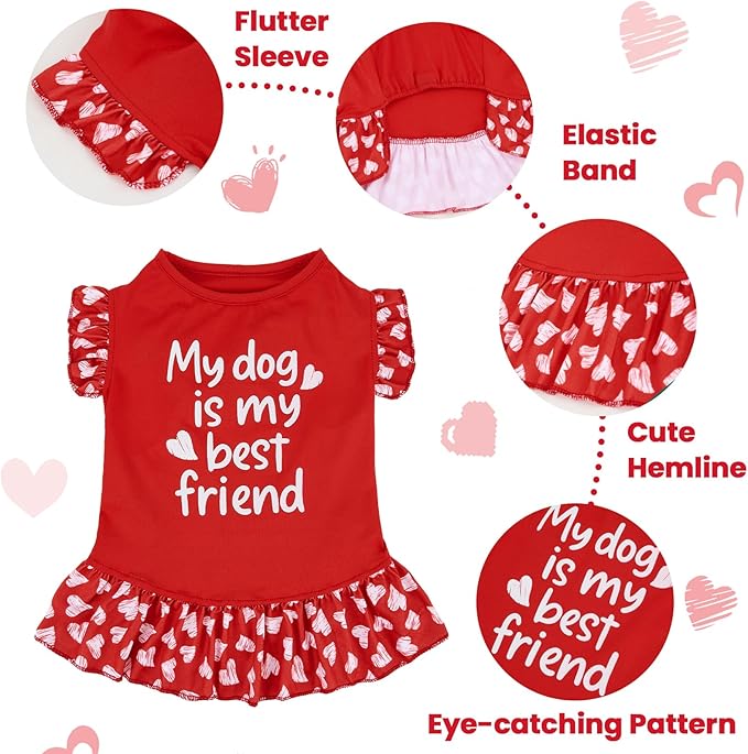 XPUDAC 4 Pack Cute Dog Dress for Small Dog, Floral Puppy Dress Sweet Girl Pet Skirt Outfits Colorful for Birthday Holiday Spring Summer Pet Clothes for Girls, XXS