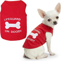 Parisian Pet Dog Shirt – 100% Cotton Shirts for Small Dogs – Sleeveless Red Lifeguard Puppy Vest – Lightweight and Breathable Pet Apparel – Pullover Summer Dog Clothes - Stretchy T Shirts for Dogs