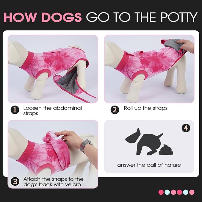 FUAMEY Surgery Recovery Suit for Small Dogs Cats,Dog Surgery Suit Female Spay Male Dogs Neuter Recovery Shirt Dog Onesie Anti Licking Abdominal Wounds Pet Bodysuit Skin Conditions Rose Dye S
