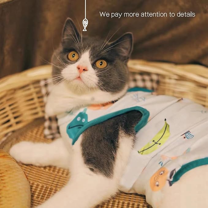 Cat Recovery Suit for Kittens After Surgery, S Size 3-Pack Anti-Licking Onesie, Soft E-Collar Alternative for Spay Neuter Abdominal Wound Protection