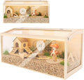 Wooden Hamster Cage, 40inch Large Hamster Cage Enclosure with Openable Top & Thickened Acrylic for Small Animals, Guinea Pig, Rabbit, Rat, 40"L x 20''W x 20''H Hamster Habitat with Multi-vent