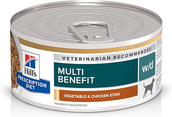 Hill's Prescription Diet w/d Multi-Benefit Digestive/Weight/Glucose/Urinary Management Wet Dog Food, Vegetable & Chicken Stew, 5.5 oz. Cans, 24-Pack