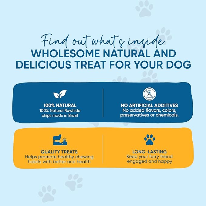 123 Treats Rawhide Dog Chips, Premium Rawhide Dog Chews, Natural Grass Fed Livestock with No Hormones, Additives or Chemicals, Tasty Long Lasting Chews for Dogs, Improve Oral Health, 6 Lbs