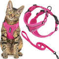 Voyager Escape-Proof Step-in Lock Cat Harness & 5ft Neoprene-Handle Leash Set All-Weather Mesh with Reflective Stitching for Small to Large Cats by Best Pet Supplies, Fuchsia (327), XS