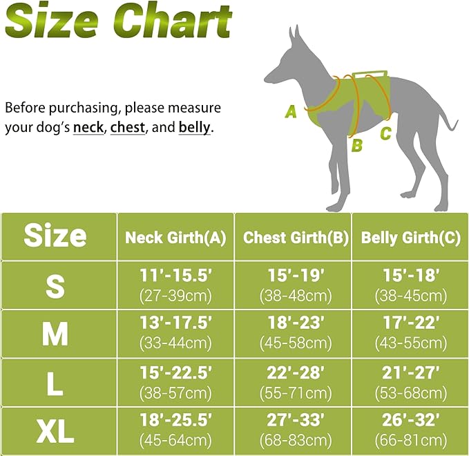 BELPRO Multi-Use Support Dog Harness, Escape Proof No Pull Reflective Adjustable Vest with Durable Handle, Dog Walking Harness for Big/Active Dogs (Green, XL)