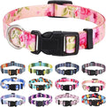 Dog Collar with Bohemia Floral Tribal Geometric Patterns - Soft Ethnic Style Collar Adjustable for Small Medium Large Dogs (Pink Rose, S)