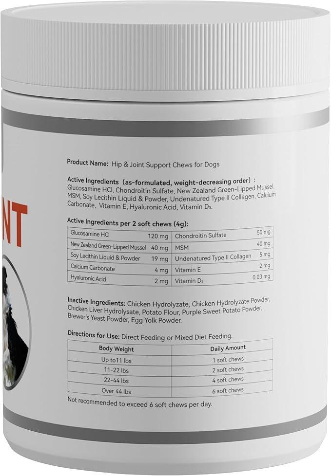 LANDCE Dog Hip and Joint Supplement, 200ct Glucosamine Chondroitin for Dogs with MSM, Green Lipped Mussel & Collagen Advanced Joint Pain Relief & Arthritis Support Senior Dog Joint Chews, All Breeds