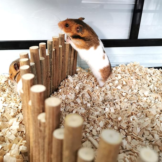 Flexible Hamster Wooden Bridge, 11.8In Hamster Fence, Wooden Sticks for Hamster Cage Decor And Platforms, Syrian Hamster Cage Accessories Wood