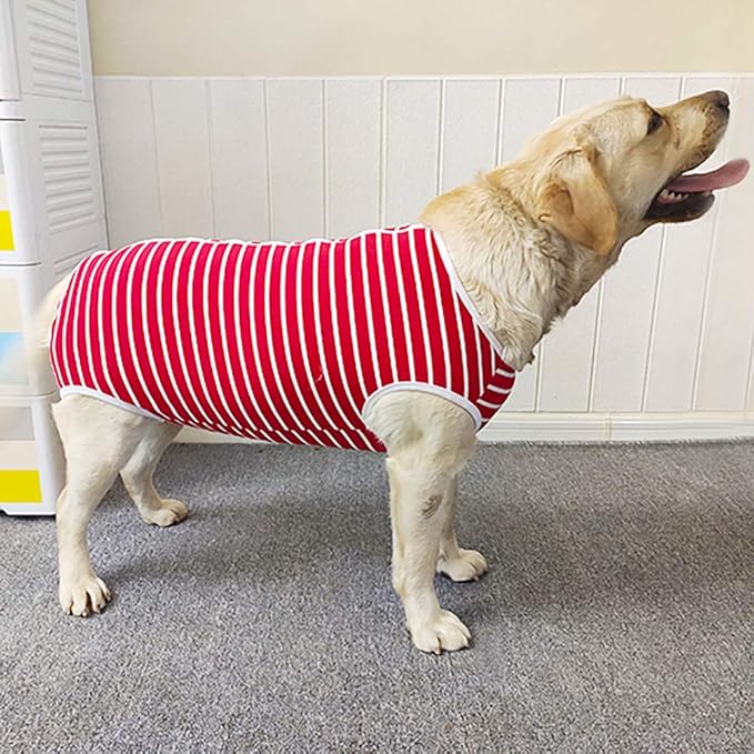 Dog’s Recovery Suit Post Surgery Shirt for Female Male Dog, E-Collar Alternative Wound Protective Clothes (red white-4xl)