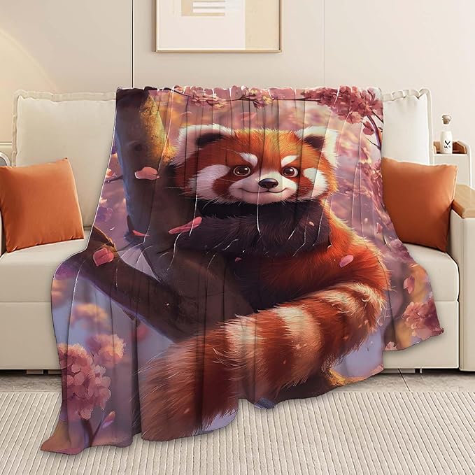 Red Panda Blanket Cute Red Panda Throw Blanket Gifts for Girls Boys Kids Women Men Adults Super Soft Cozy Plush Fluffy Fuzzy Fleece Blanket Home Decor 60''X80''