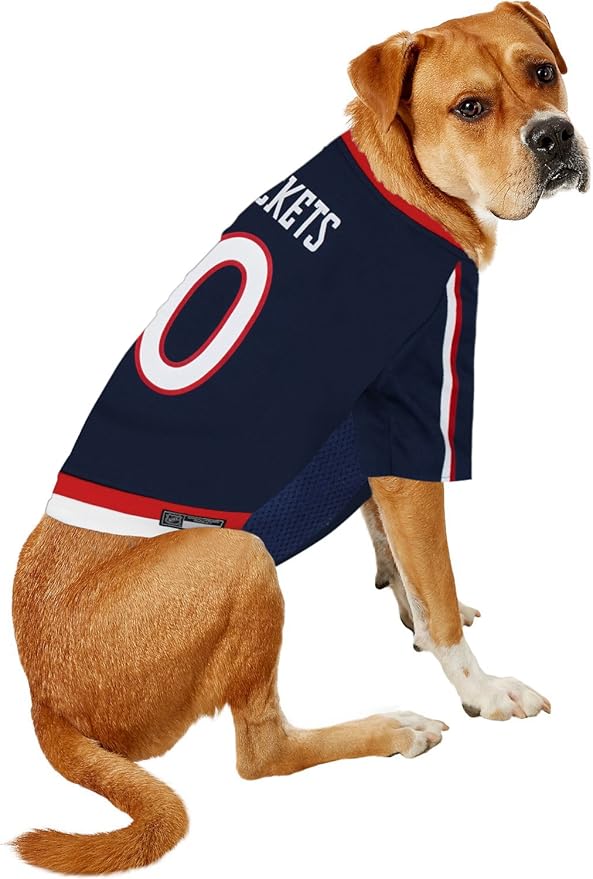 Pets First NHL Columbus Blue Jackets Jersey for Dogs & Cats, Small. - Let Your Pet Be A Real NHL Fan!