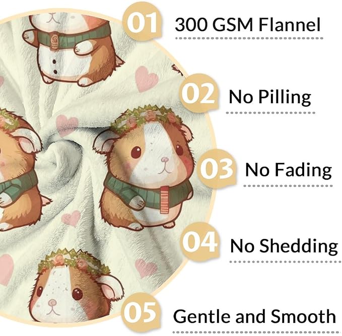 Guinea Pig Blanket - Soft, Fuzzy & Warm - 30"x40" Small Blanket for Couch, Office - Yellow Cute Throw Gifts for Kids
