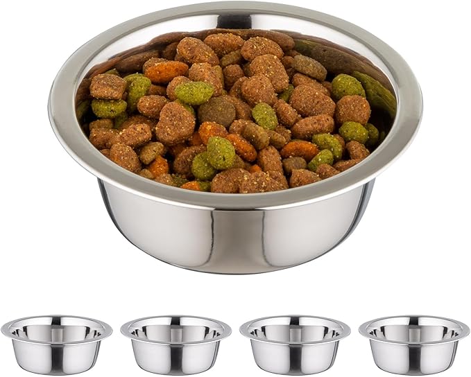 IRIS USA 16 oz Stainless Steel Cat Bowls for Food & Water, Durable, Easy to Clean, Perfect for Cats and Kittens, 5 Pack