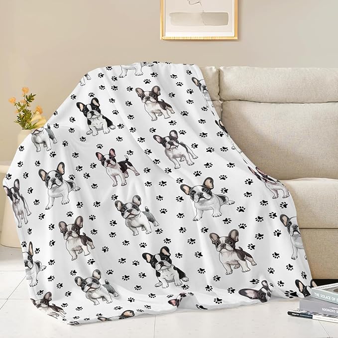 Boston Terrier Throw Blanket French Bulldog Frenchie Puppy Stuff Gifts for Dog Lover Kids Girls Boys Adults Women Men Soft Cozy Warm Plush Fluffy Fuzzy Fleece Blanket Decor 50''X60''