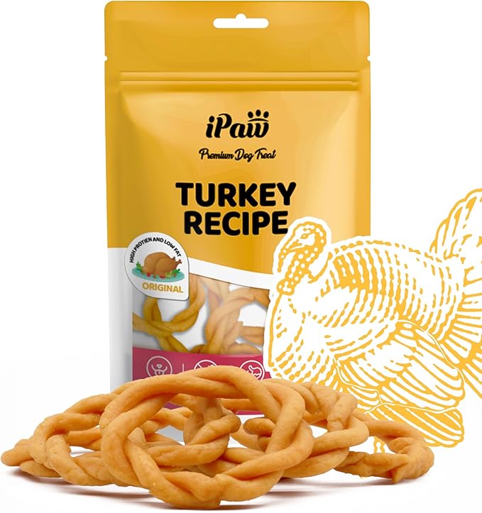 iPaw Turkey Dog Treats, All Natural Human Grade Dog Treat, Suitable for Training chew, Hypoallergenic, Rawhide Alternative, Ring (Original Flavor)