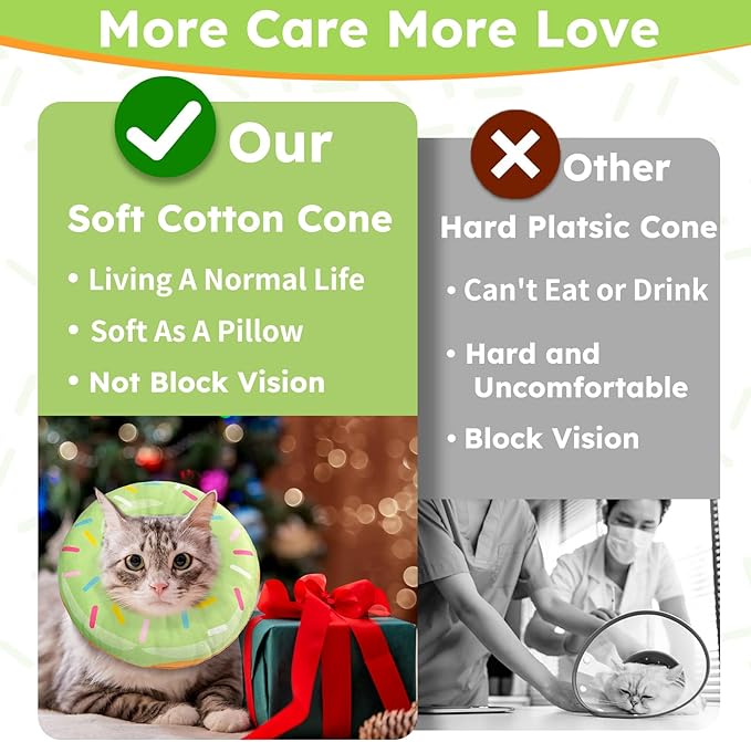 Hpetppy Cat Cone Collar Soft, Cat Recovery Collar for Wound Healing Cute Donut Adjustable Kitten Cones to Stop Licking Comfortable Lightweight Neck Elizabethan Collars for Kittens After Surgery